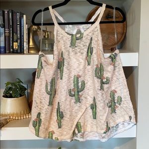 Trendy keyhole back knit cactus tank top